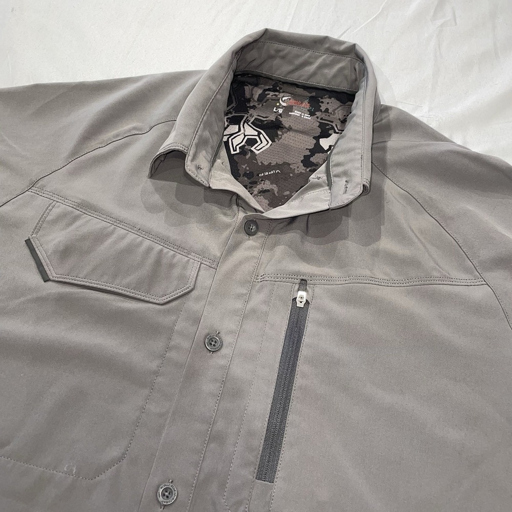 World Wide Sportsman Button Down Shirt S/S Mens Large Gray Fishing Outdoors